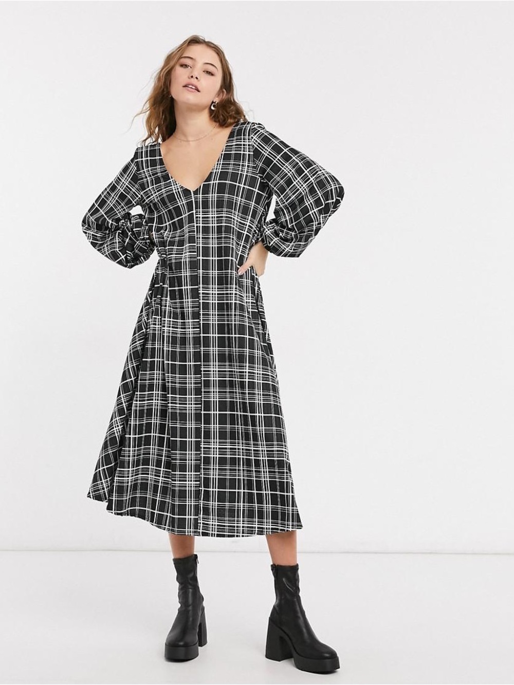 ASOS Window Pane Print Trapeze Dress